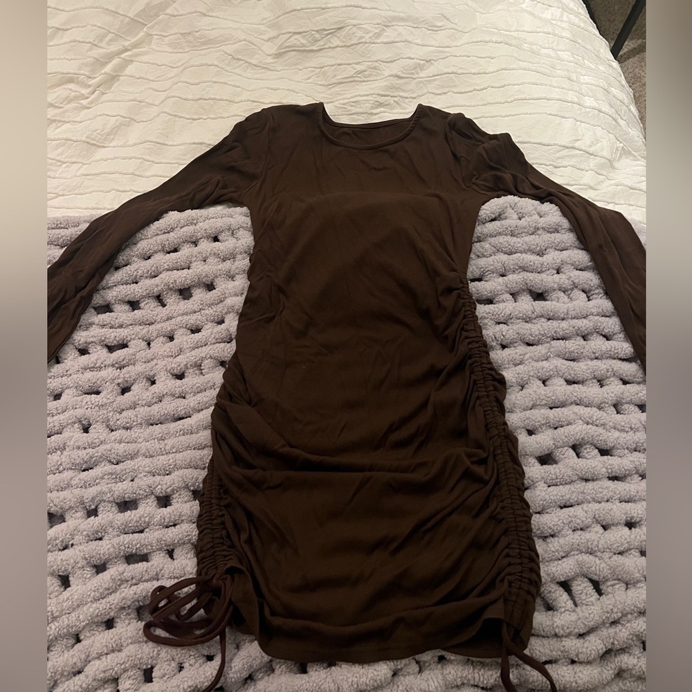 Elegant Brown Long Sleeve Dress